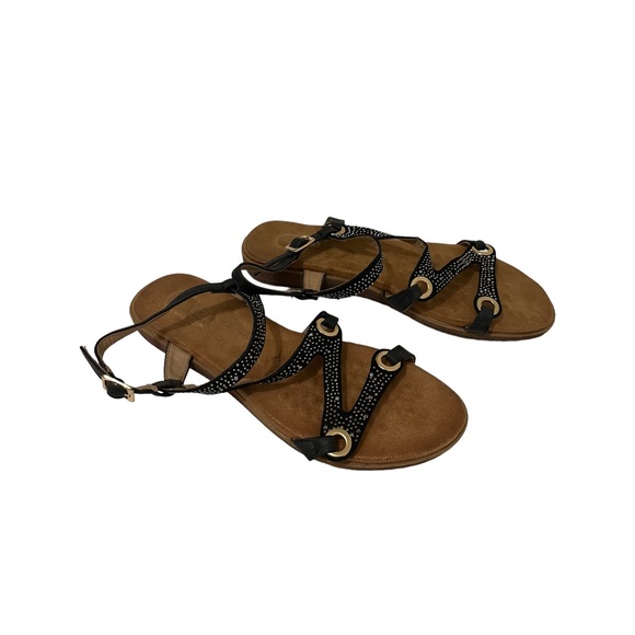 Patrizia ANNMAY Sandals by Spring Step Black Rhinestones Shoes Womens Size 10 - Picture 1 of 13
